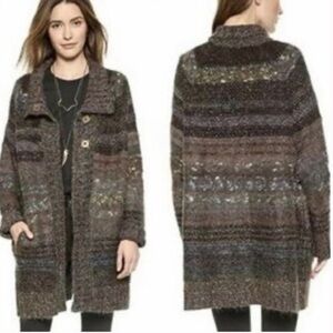 Free People Starlight Shadow Poncho Cardigan Sweater Coat Pockets Sz S